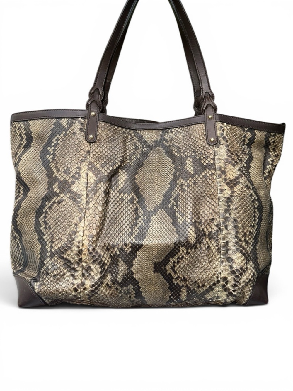 Gucci Genuine Python Leather Tote Large Exotic Shopper w Pouch made Italy Rare